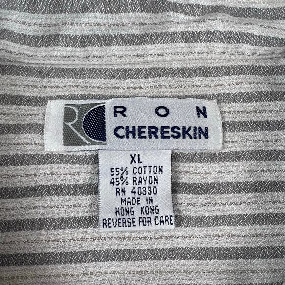 Vintage Men's Ron Chereskin Cotton and Rayon Striped Button-Up Shirt Size XL - Picture 4 of 8